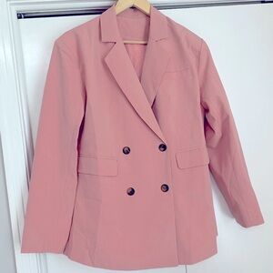 SHEIN Women's Pink Double-Breasted Blazer